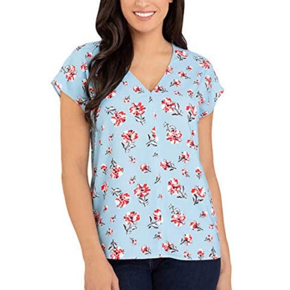 Hilary Radley Size XL Blue Floral Blouse NWT - Picture 5 of 5